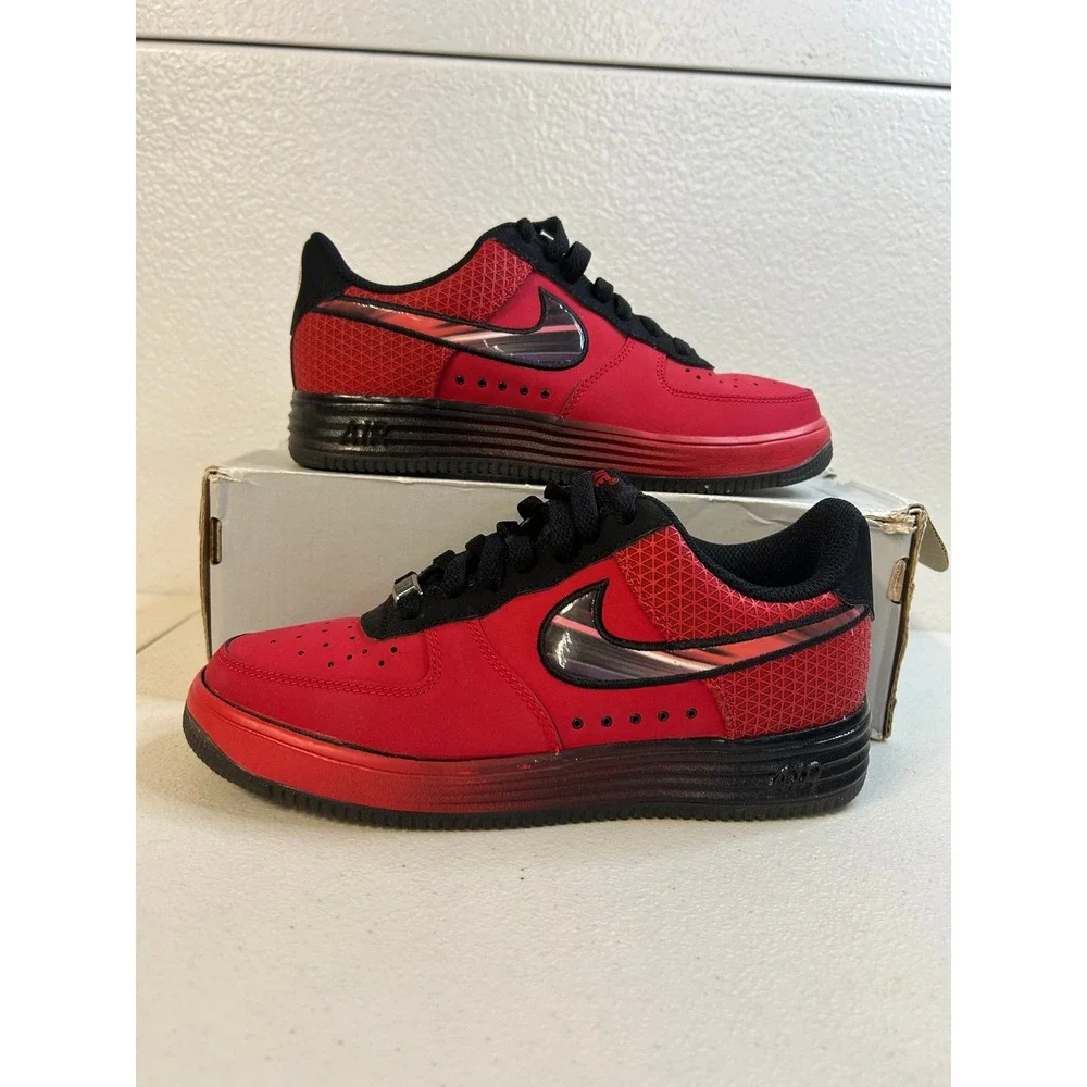 Nike Lunar Force 1 Low University Red Black Kids 4.5Y #2527